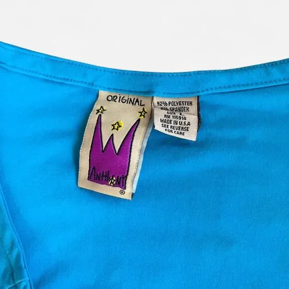 Anthony Vintage Blue Indie Blouse Gold Button Detail Size L - Picture 2 of 4